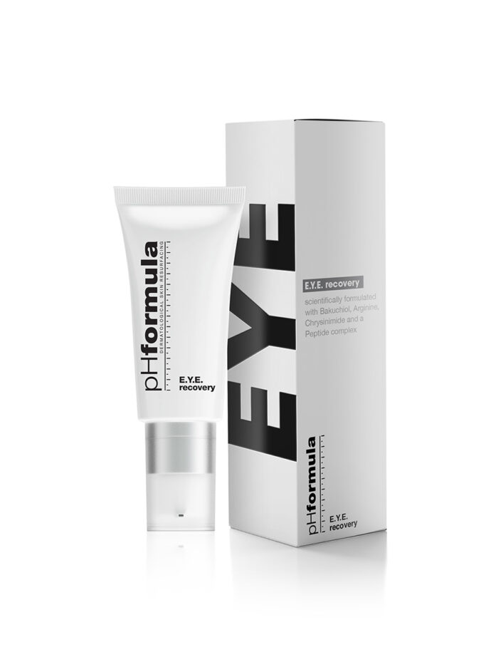 pHformula Eye Recovery on tugev, ent samas õrn preparaat, mis sisaldab murrangulist koostisosa bakukiool. Bakukiool on taimne ekstrakt, mille puhul on tõestatud, et see toimib sarnaselt retinooliga, vähendades vananemisilminguid, nahaärritusi tekitamata. Koos bakukiooliga on koostises ka unikaalne peptiidide kompleks, krüsinimiid ja arginiin, mis aitavad vähendada peeneid jooni ja kortse ning tumedaid silmaümbrusi ja turseid. Märgatavalt parandab rippuvate silmalaugude naha tekstuuri, parandades selle pingsust.  