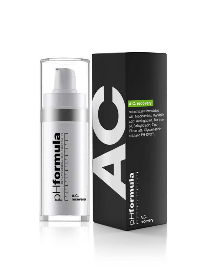 pHformula A.C. Recovery on spetsiaalselt välja töötatud toimima koos pHformula nahauuendushooldusega. See on ainulaadne kombinatsioon toimeainetest, mis kiirendavad üheskoos naha taastumist, säilitavad selle üleüldist tervist ja aitavad ennetada tulevasi nahakahjustusi. Antud seerum on mõeldud probleemsele, rasusele ja akne nahale.