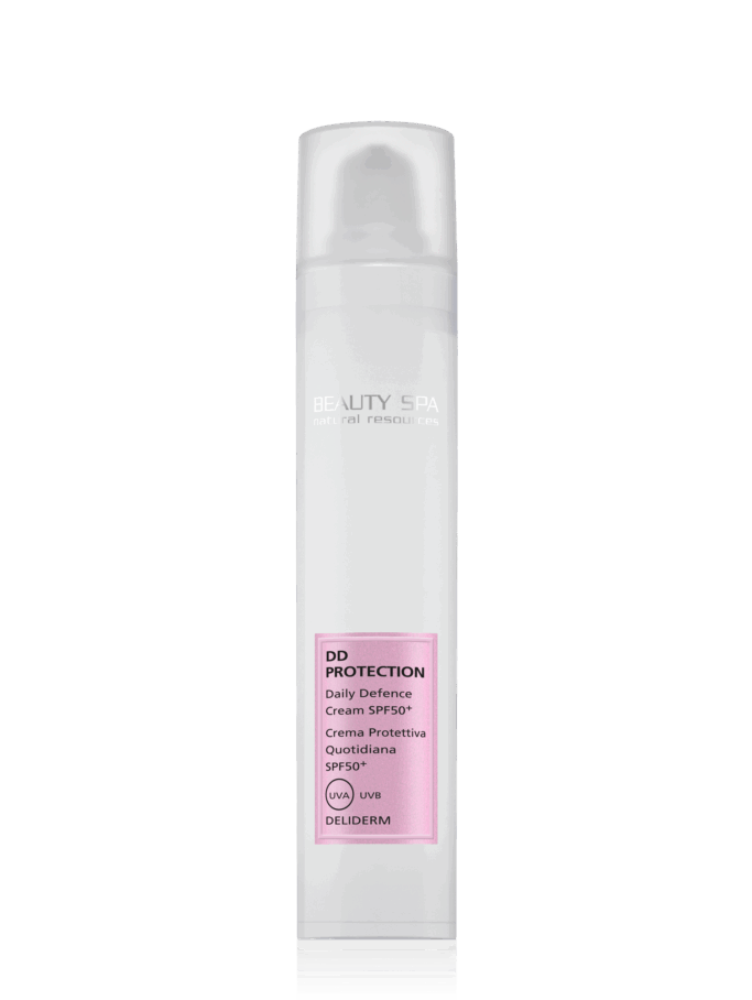 Beauty Spa DD PROTECTION Daily Defence Cream SPF50+ DD Protection on innovatiivne multifunktsionaalne toode, mis ühendab nahka rahustava, kaitseva ja taastava toime. See on loodud spetsiaalselt tundlikule ja stressis nahale, pakkudes täiuslikku lahendust igapäevaseks hoolduseks ja kaitseks. DD Protection pakub tõhusat kaitset UVA- ja UVB-kiirte ning keskkonnamõjude eest.