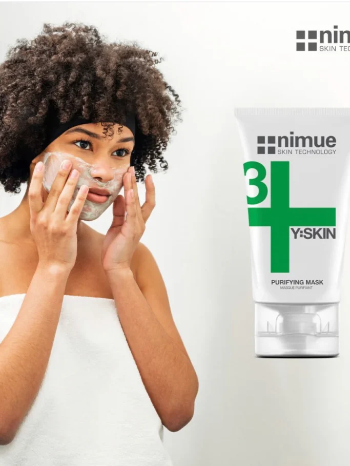 Nimue Y:SKIN Purifying Mask - puhastav mask probleemsele nahale Antiseptilise toimega, savi põhjal toimiv mask imab rasu enda sisse ning jätab naha puhtaks ja klaariks.