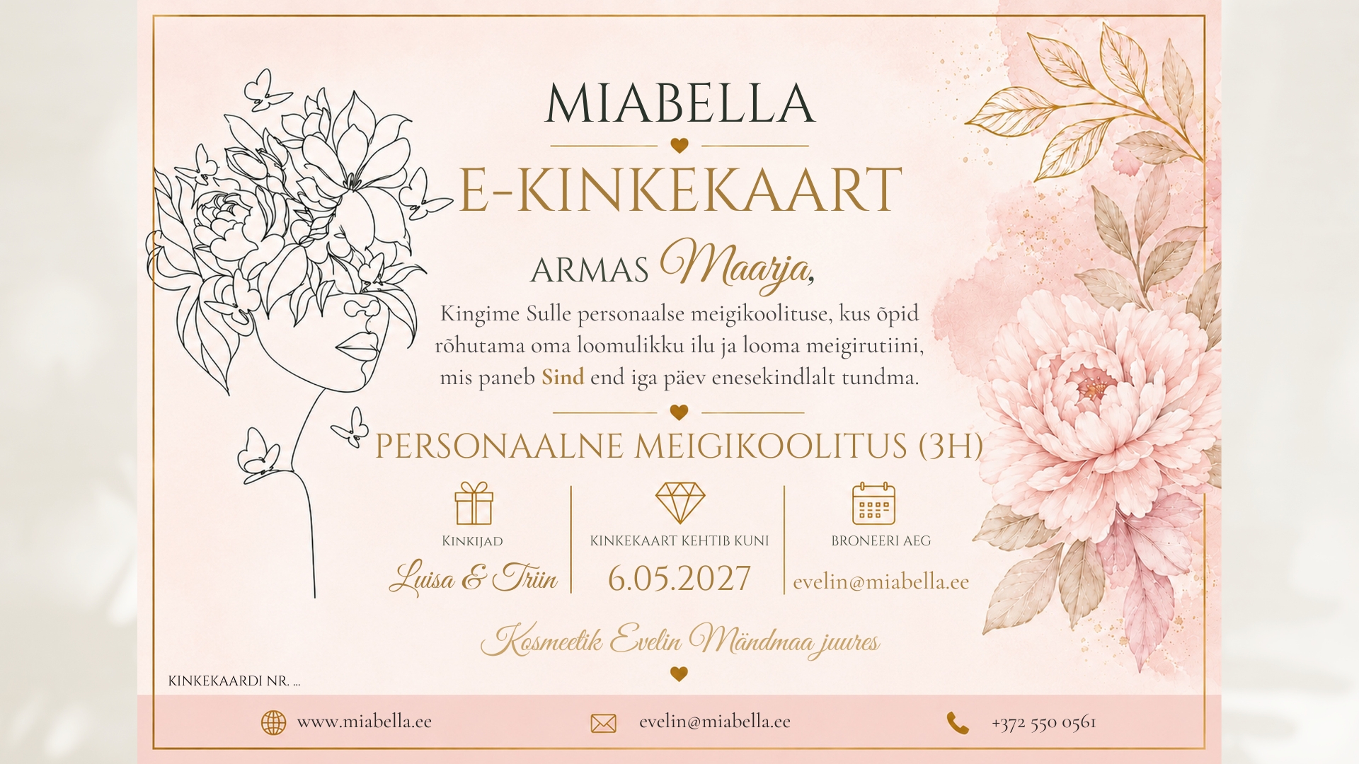 Meigikoolituse kinkekaart (3h personaalne koolitus)