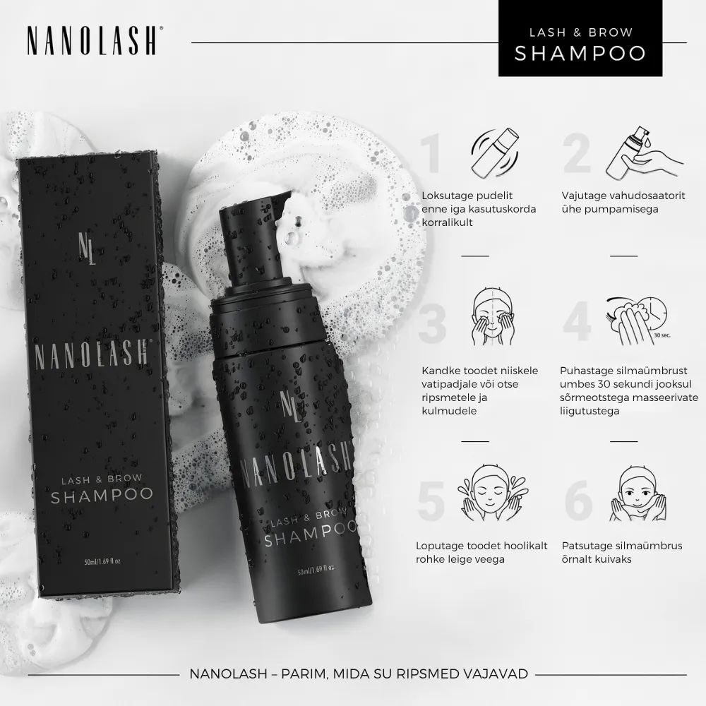 Nanolash Lash & Brow Shampoo ripsmete ja kulmude šampoon